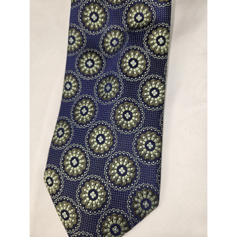 Bkack Brown 1826 Mens Silk Tie Navy/Green